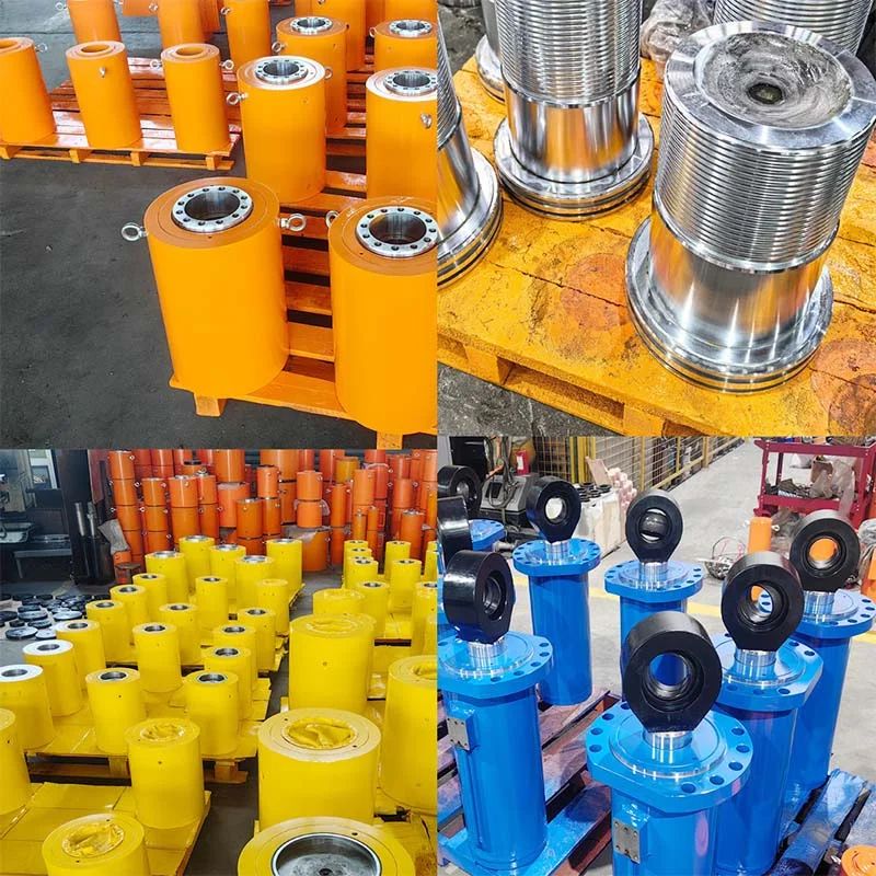 Hydraulic cylinder manufacturing floor with welded cylinders, piston rods, and production inventory